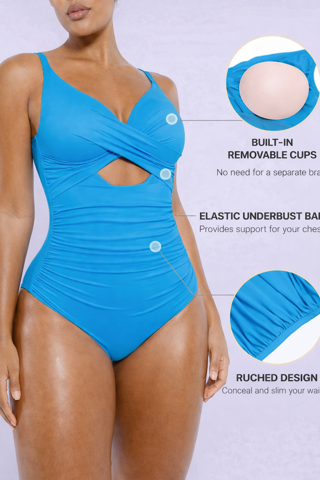 CurveShapeApparel Ribbed Cutout-Front Shaping Swimsuit