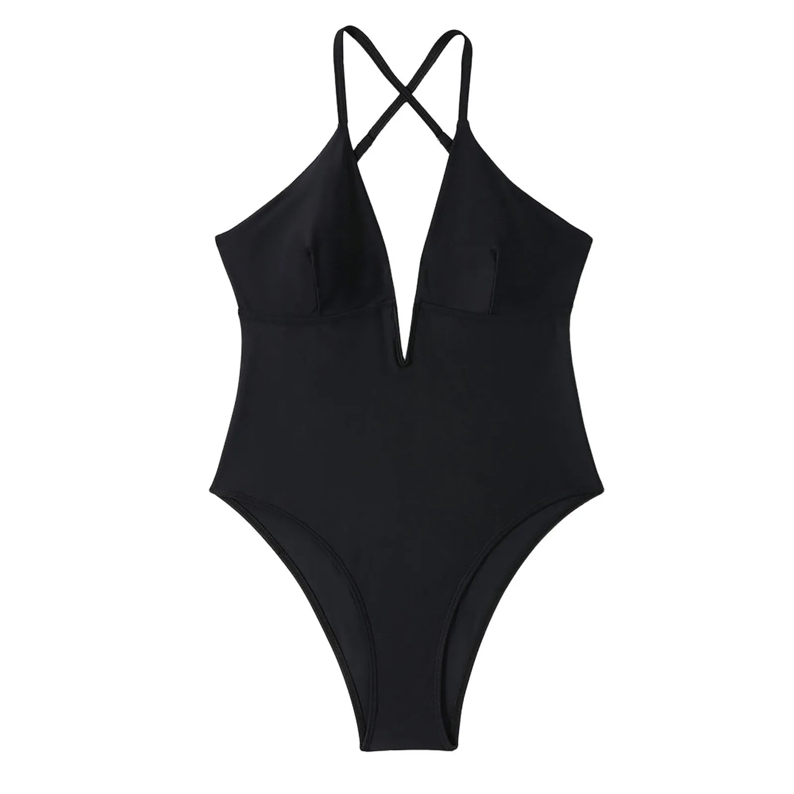Women's Swimsuits Deep V Neck One Pieces Bodysuit Sexy Backless Strap Solid Color Bikini Beachwear Summer Brazilian Swimwear