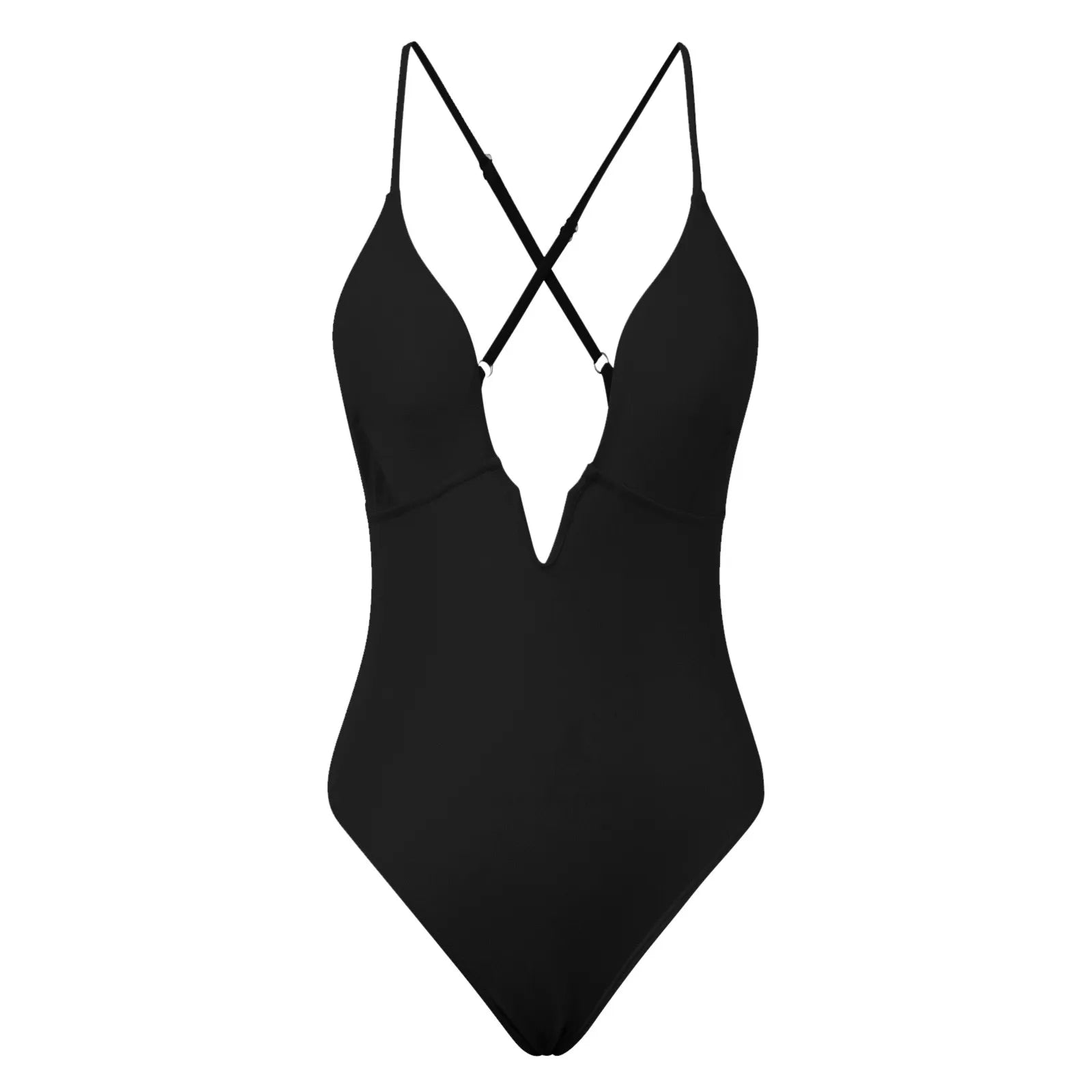 Women's Swimsuits Deep V Neck One Pieces Bodysuit Sexy Backless Strap Solid Color Bikini Beachwear Summer Brazilian Swimwear