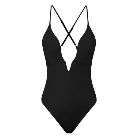 Women's Swimsuits Deep V Neck One Pieces Bodysuit Sexy Backless Strap Solid Color Bikini Beachwear Summer Brazilian Swimwear