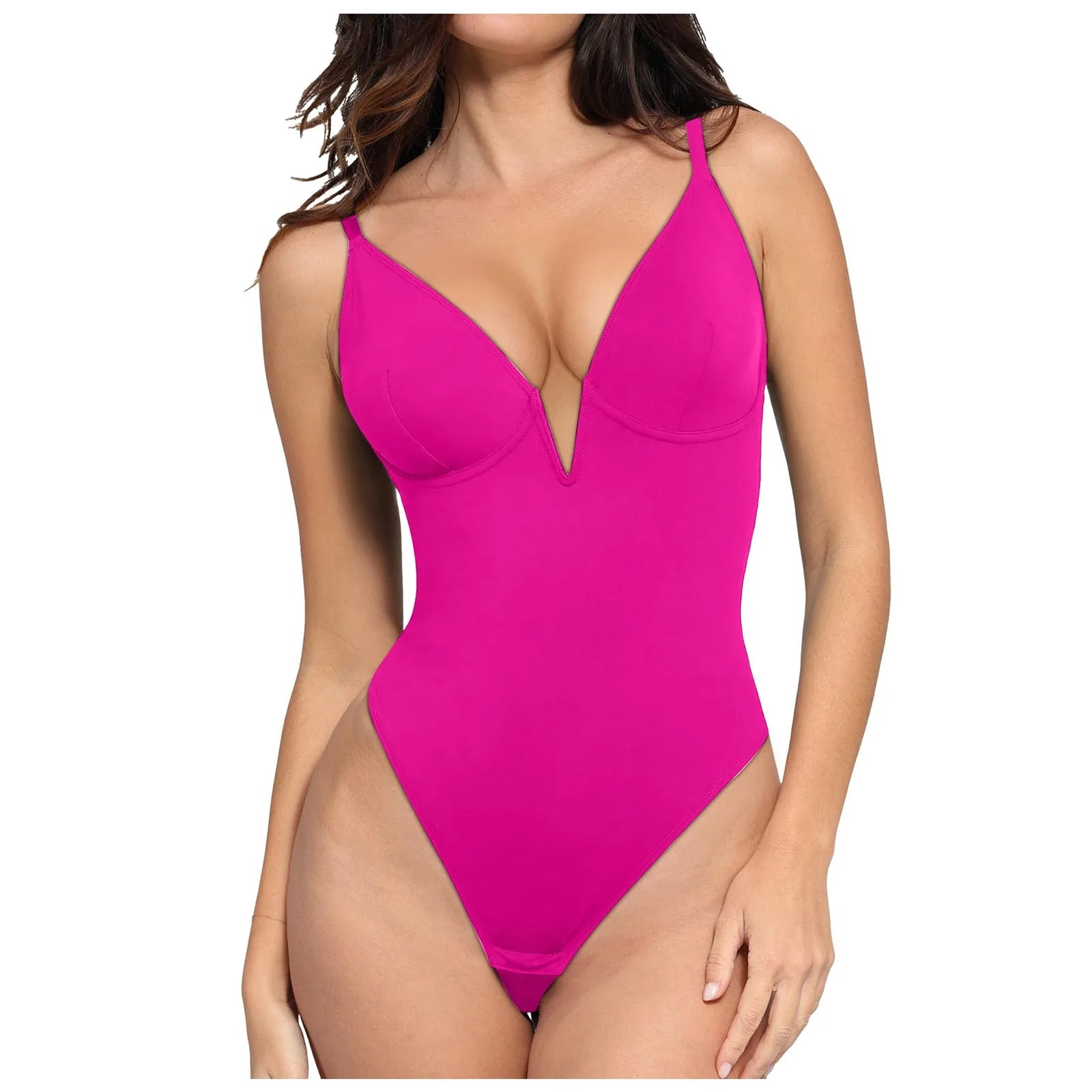 Women's Swimsuits Deep V Neck One Pieces Bodysuit Sexy Backless Strap Solid Color Bikini Beachwear Summer Brazilian Swimwear