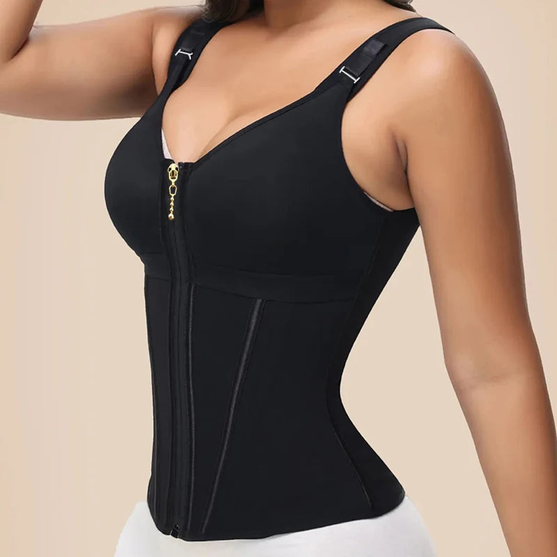 CurveShapeApparel Waist Shapewear for Women with Bra Tummy Control Girdle Workout Shapewear with Adjustable Shoulder Strap