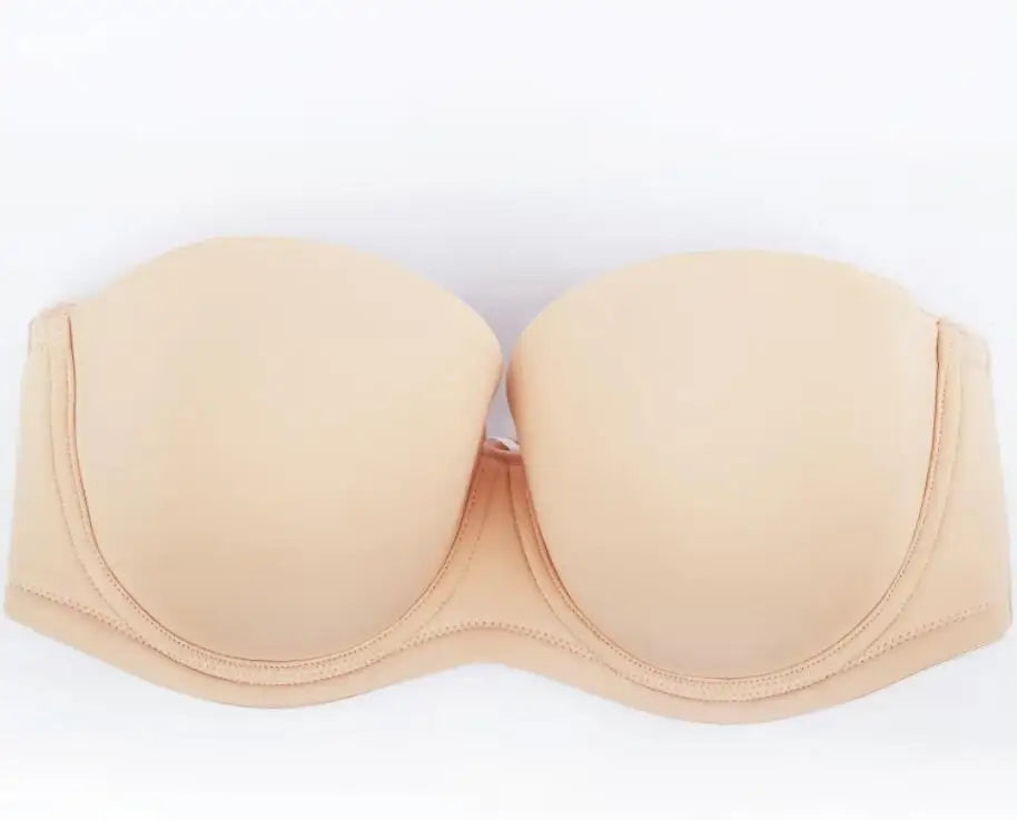 Womens Multiway Strapless Push Up Bra Invisible Brassiere Seamless Slightly Lined Lift Underwire 32 34 36 38 40 42 44 B C D DD G