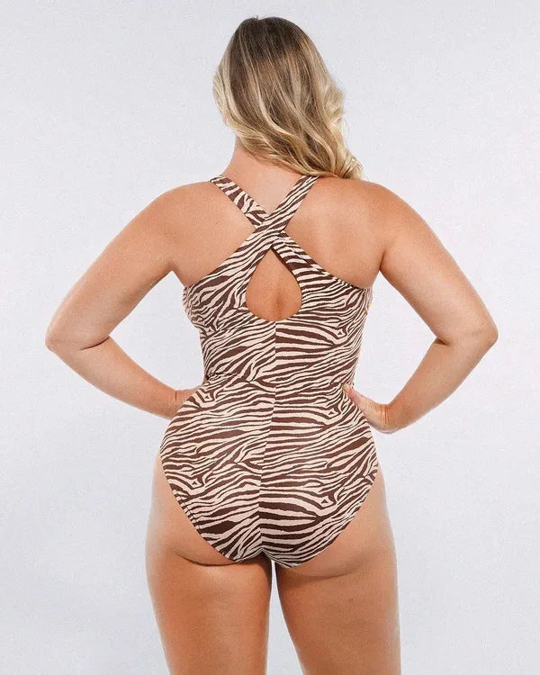 Slimming One-Piece Swimsuit Women's U-Neck Hollow out Embellished Shaping Swimwear Conservative Pure Color Polyester Fabric