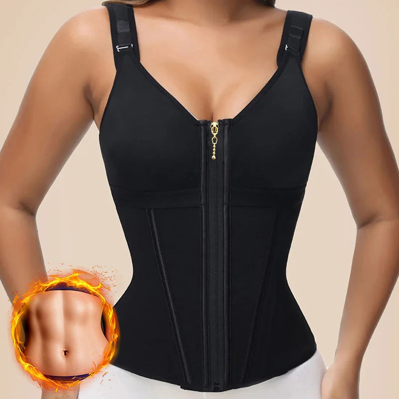CurveShapeApparel Waist Shapewear for Women with Bra Tummy Control Girdle Workout Shapewear with Adjustable Shoulder Strap