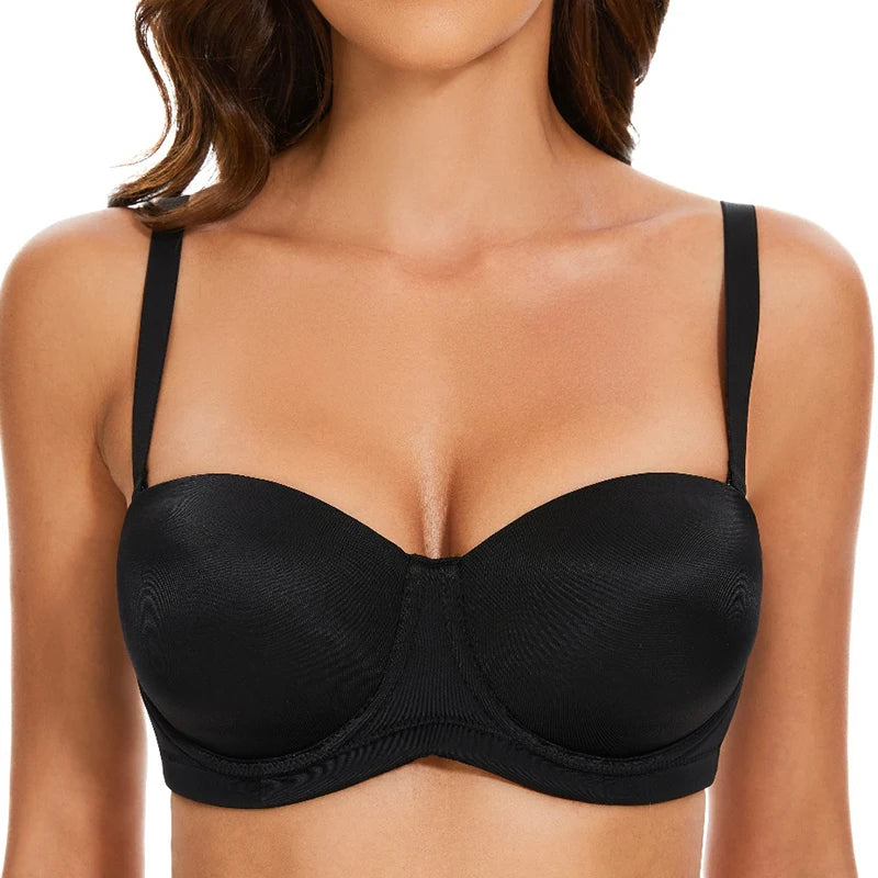 Womens Multiway Strapless Push Up Bra Invisible Brassiere Seamless Slightly Lined Lift Underwire 32 34 36 38 40 42 44 B C D DD G