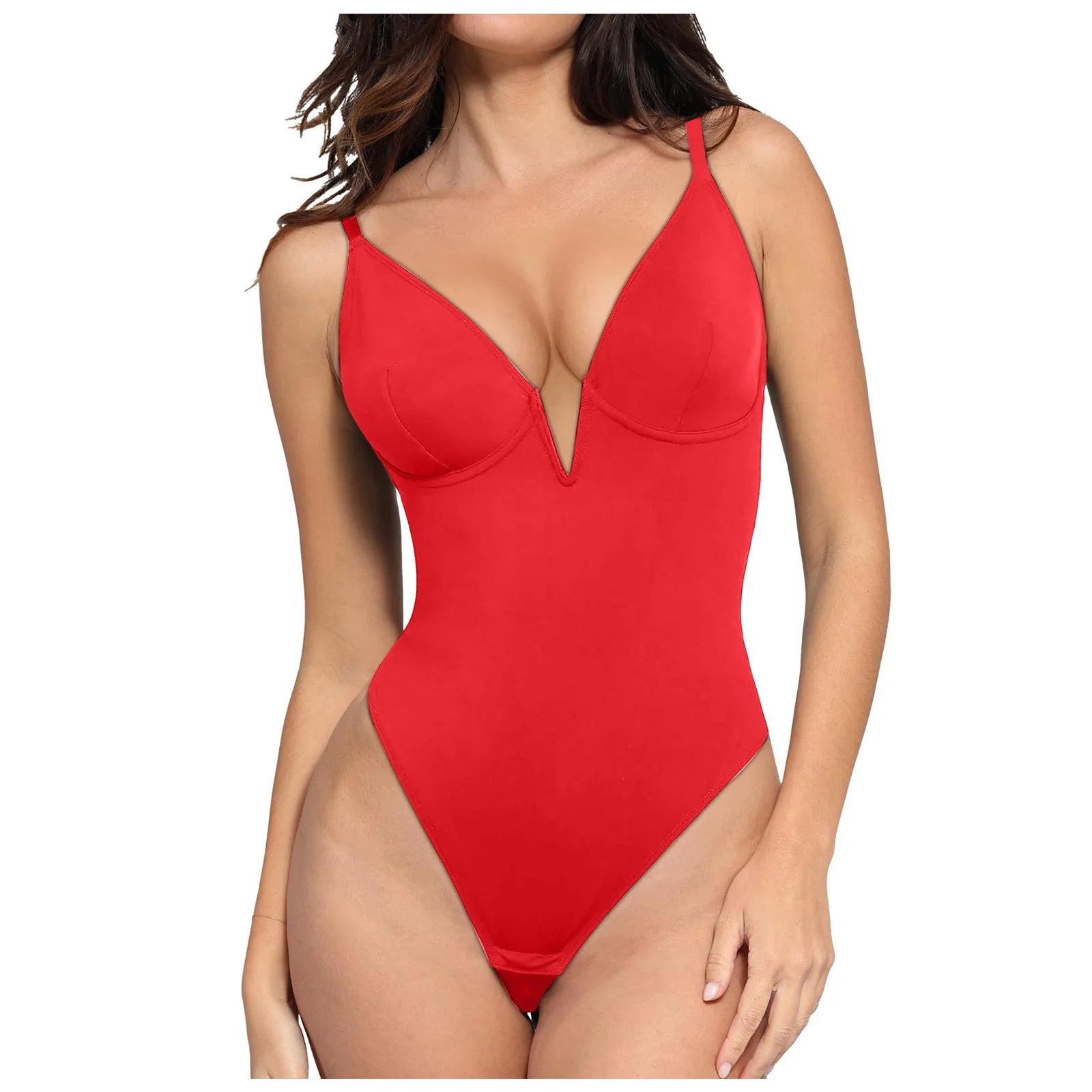 Women's Swimsuits Deep V Neck One Pieces Bodysuit Sexy Backless Strap Solid Color Bikini Beachwear Summer Brazilian Swimwear