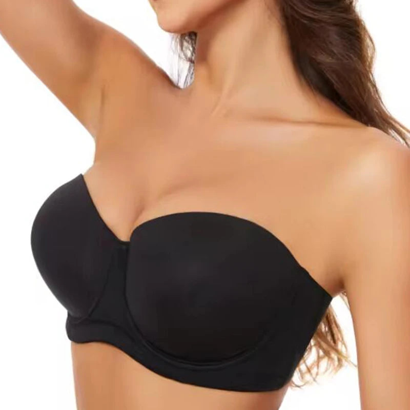 Womens Multiway Strapless Push Up Bra Invisible Brassiere Seamless Slightly Lined Lift Underwire 32 34 36 38 40 42 44 B C D DD G