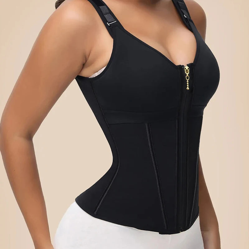 CurveShapeApparel Waist Shapewear for Women with Bra Tummy Control Girdle Workout Shapewear with Adjustable Shoulder Strap