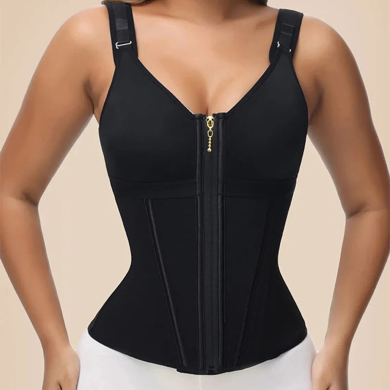 CurveShapeApparel Waist Shapewear for Women with Bra Tummy Control Girdle Workout Shapewear with Adjustable Shoulder Strap