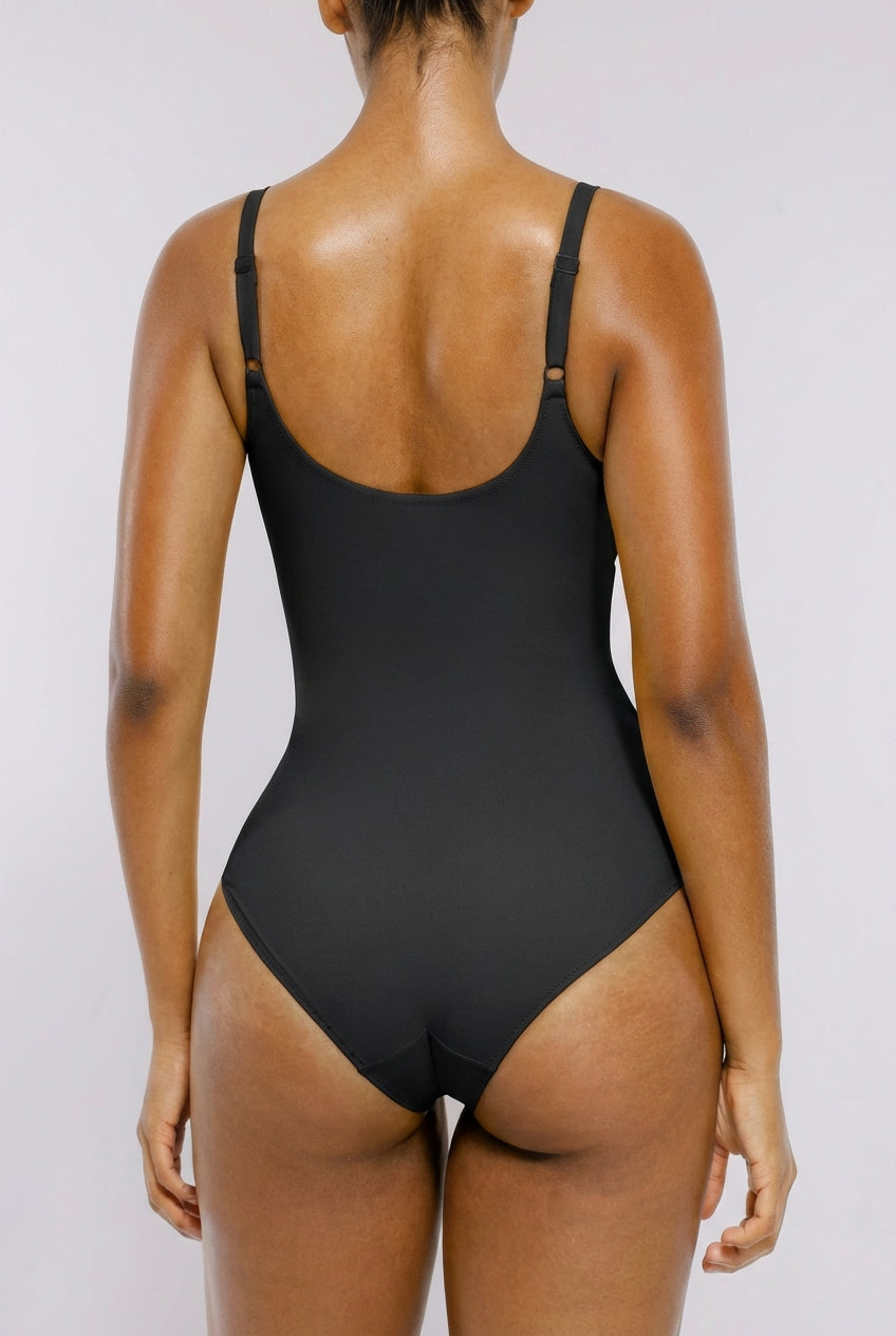 CurveShapeApparel Ribbed Cutout-Front Shaping Swimsuit